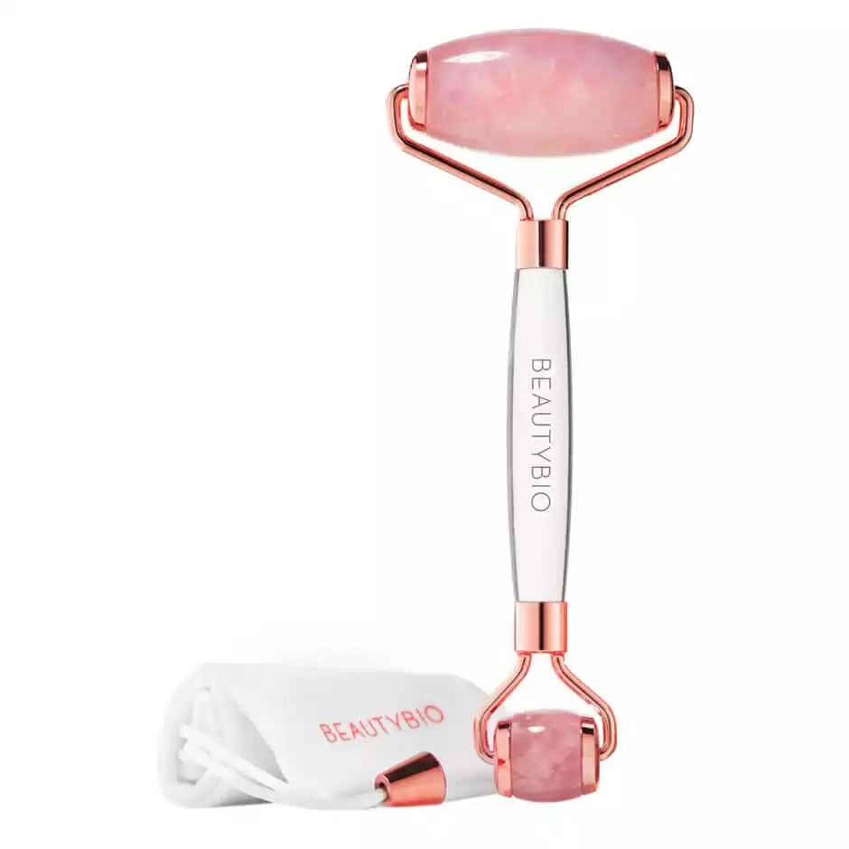 BeautyBio Contouring + De-Puffing Rose Quartz Roller