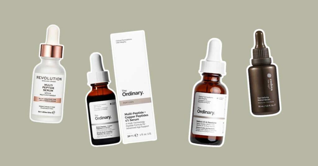 Graphic showing peptide and retinol serums